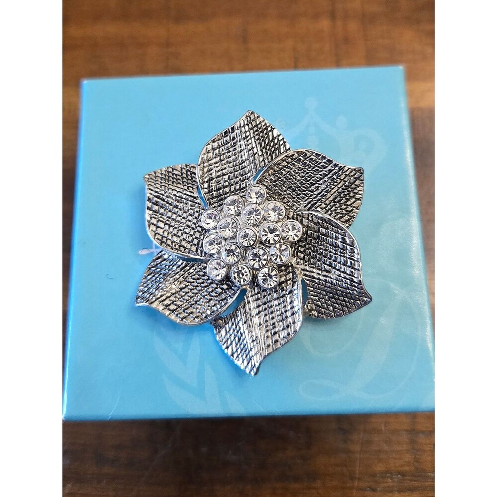 Silver Flower Crystal Brooch by Premier Designs